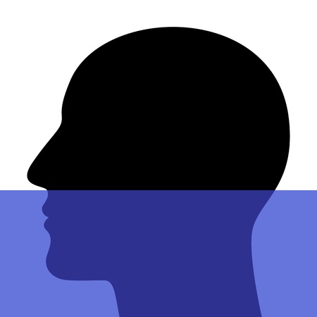 A silhouette of a head underwaterのイラスト素材