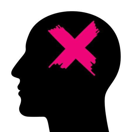 A silhouette of a head with a closed sign. A concept of stress.のイラスト素材