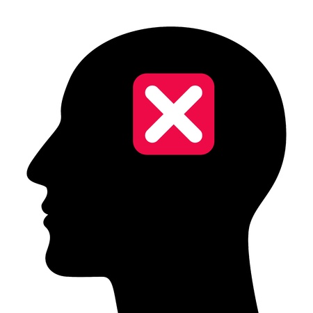 A silhouette of a head with a closed sign. A concept of stress.のイラスト素材