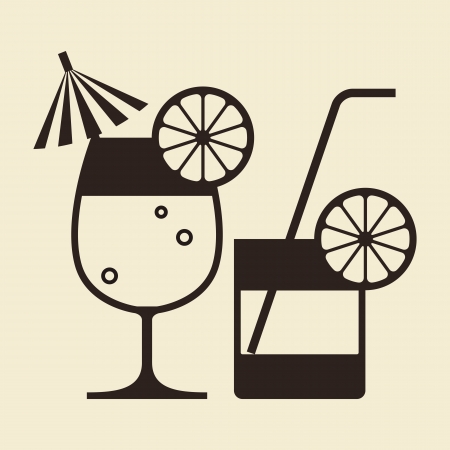 Cocktails with lemon and drinking strawのイラスト素材