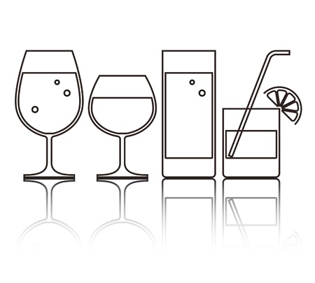 Illustration of Wine, Beer, Cocktail and Water Glassesのイラスト素材