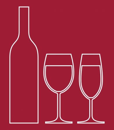 Bottle and Wine Glassesのイラスト素材