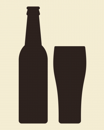 Bottle and glass of beerのイラスト素材