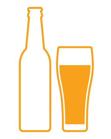 Beer bottle and glassのイラスト素材