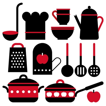 Kitchen utensil set isolated on white background のイラスト素材