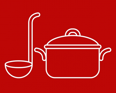 Cooking pot and ladleのイラスト素材