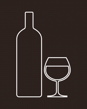 Bottle and glass of alcoholのイラスト素材