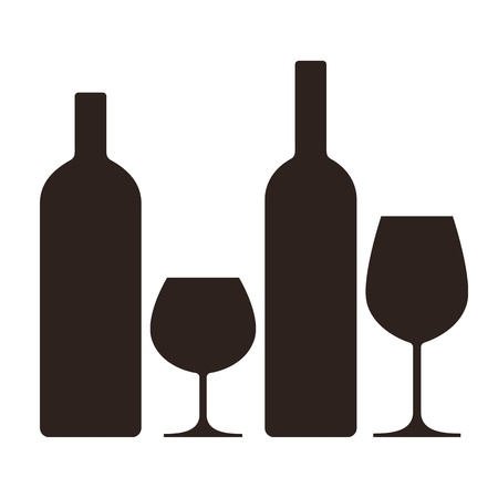 Bottles and glasses of alcohol のイラスト素材