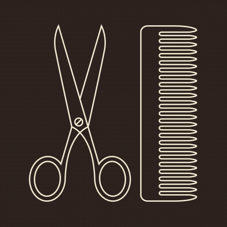 Vector Scissors and Comb  Symbols of hair salonのイラスト素材