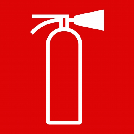 Fire extinguisher sign on red backgroundのイラスト素材