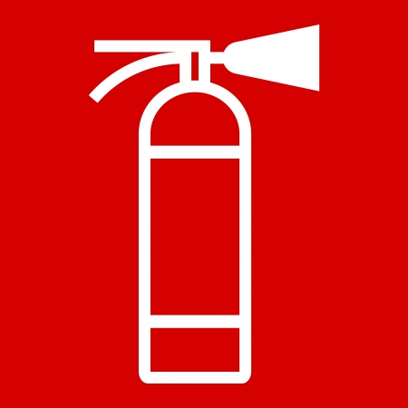 Fire extinguisher sign on red backgroundのイラスト素材