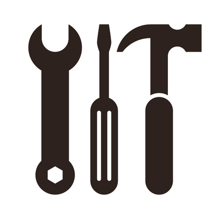 Wrench, screwdriver and hammer. Tools icon isolated on white backgroundのイラスト素材