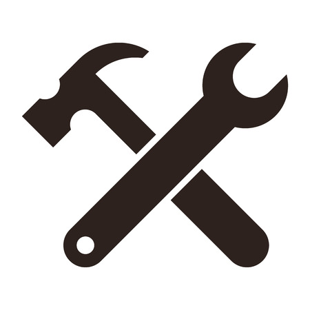 Wrench and hammer. Tools icon isolated on white backgroundのイラスト素材