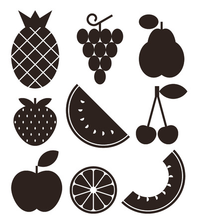 Fruit icons isolated on white backgroundのイラスト素材