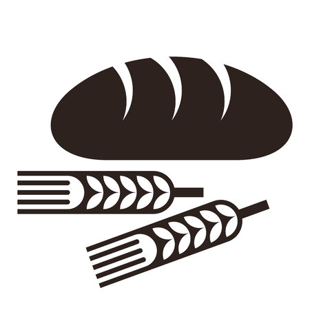 Bread and wheat ears isolated on white backgroundのイラスト素材