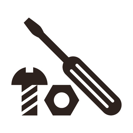 Screwdriver, nut and bolt icon isolated on white backgroundのイラスト素材