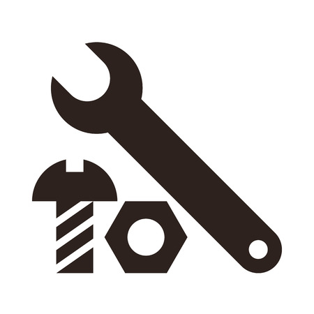 Wrench, nut and bolt icon isolated on white backgroundのイラスト素材
