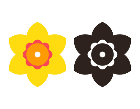 Narcissus - flower icon set  isolated on white backgroundのイラスト素材