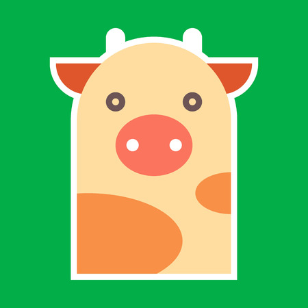 Cow illustration on green backgroundのイラスト素材