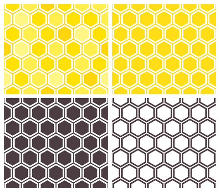 Honeycomb seamless pattern set. Abstract geometric backgroundのイラスト素材