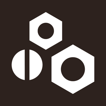 Nuts and bolt icon on dark backgroundのイラスト素材