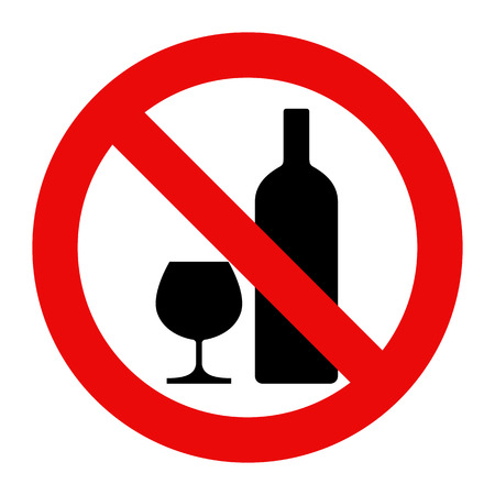 No alcohol sign. Warning sign isolated on white backgroundのイラスト素材