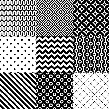 Seamless abstract pattern set in black and whiteのイラスト素材
