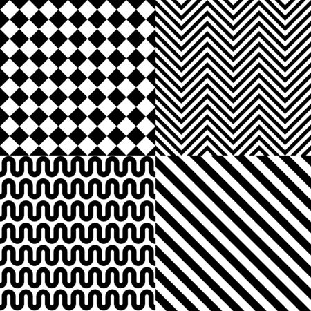 Seamless abstract pattern set in black and whiteのイラスト素材