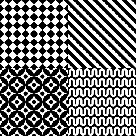 Seamless abstract pattern set in black and whiteのイラスト素材