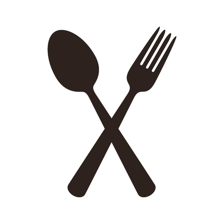 Spoon and fork. Gastronomy sign isolated on white backgroundのイラスト素材