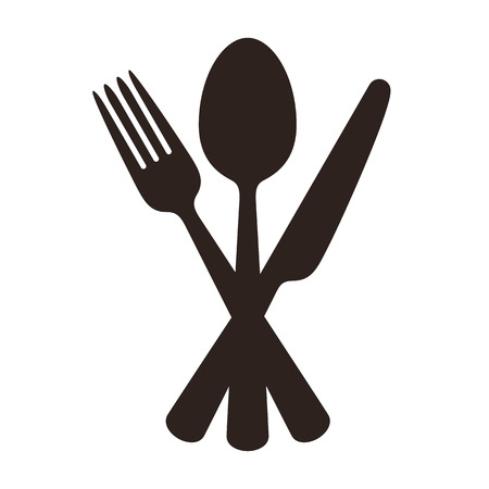 Spoon, fork and knife sign isolated on white backgroundのイラスト素材