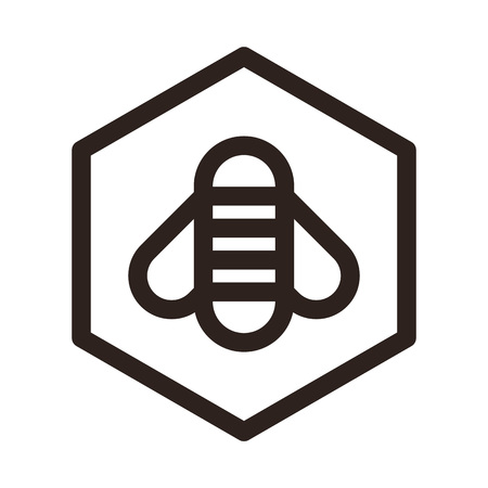 Bee icon enclosed in hexagon and isolated on white backgroundのイラスト素材
