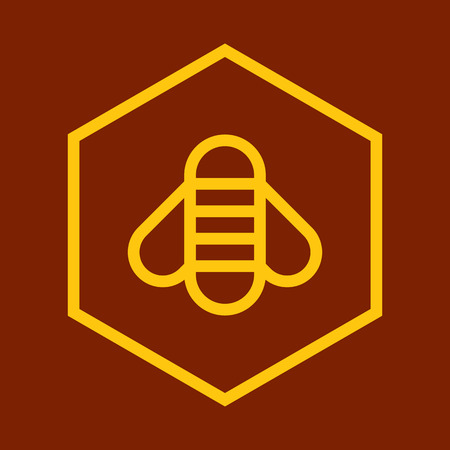 Bee icon enclosed in hexagon and isolatedのイラスト素材