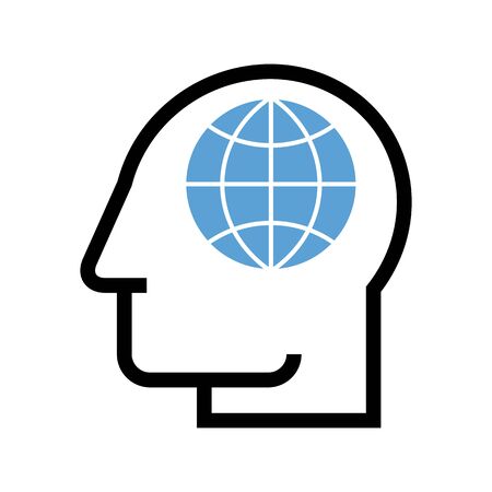 Man with globe sign on white background.のイラスト素材