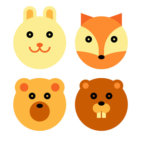 Forest animal set on white background, vector illustration.のイラスト素材