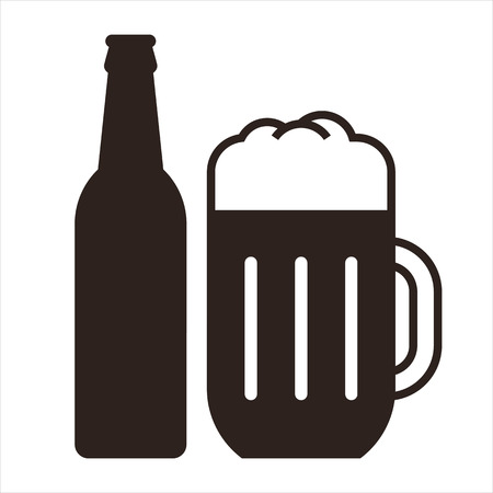 Beer mug and bottle isolated on white backgroundのイラスト素材