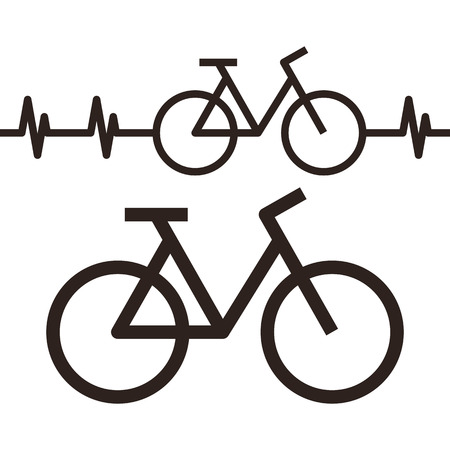 Bike and heartbeat symbol isolated on white backgroundのイラスト素材
