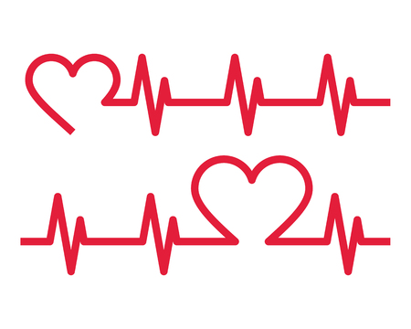 Heartbeat icons. Electrocardiogram, ecg or ekg isolated on white backgroundのイラスト素材