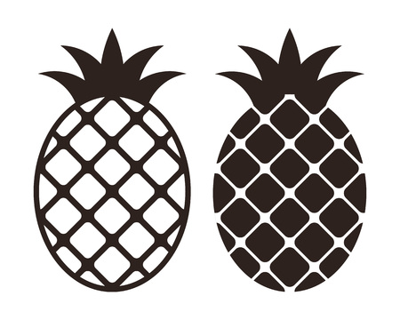 Pineapple icon set isolated on white backgroundのイラスト素材