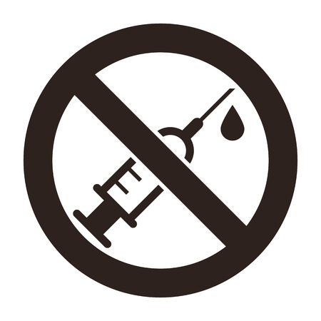 No drugs sign. No syringe sign isolated on white backgroundのイラスト素材