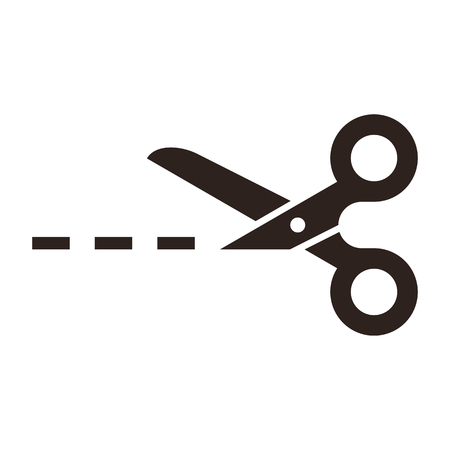 Vector scissors with cut lines isolated on white backgroundのイラスト素材