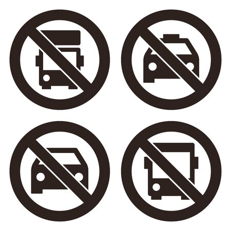 No lorry parking sign, No taxi parking, No car or no parking sign and No bus parking. Prohibited signs isolated on white backgroundのイラスト素材
