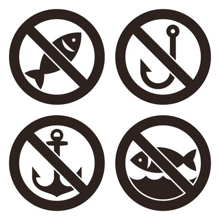 No fishing allowed and no anchoring signs isolated on white backgroundのイラスト素材