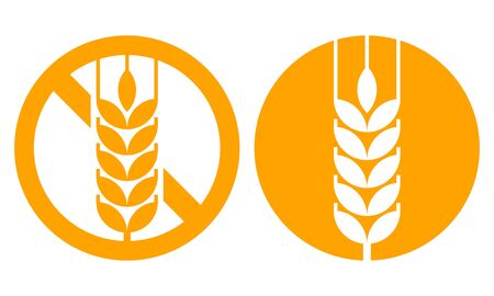 Gluten free and wheat ear sign isolated on white backgroundのイラスト素材