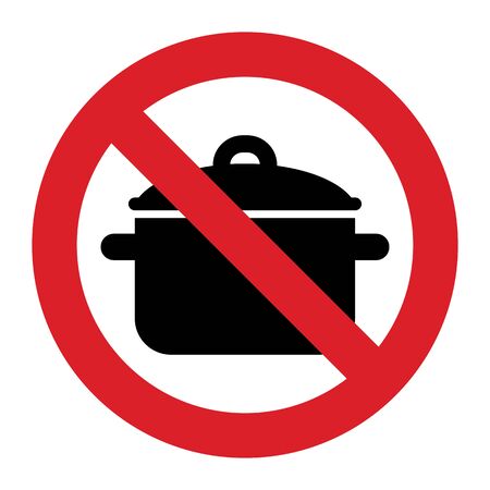 No Cooking pan sign isolated on white backgroundのイラスト素材
