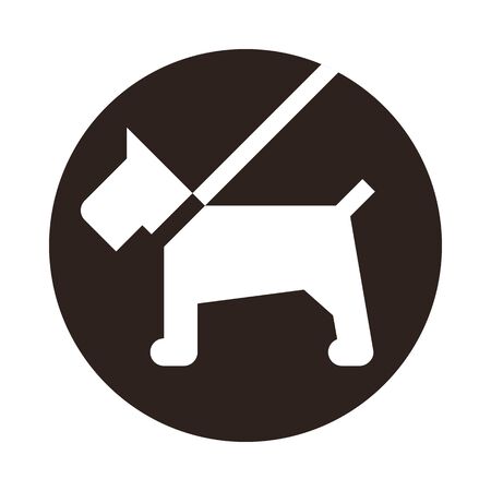 Dog on a leash. Dogs allowed sign isolated on white backgroundのイラスト素材