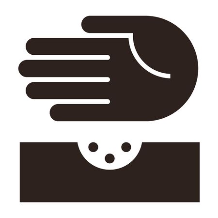 Hand planting seeds icon. Planting symbol isolated on white backgroundのイラスト素材