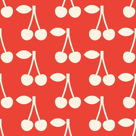 Cherry pattern. Fruit seamless background with cherriesのイラスト素材