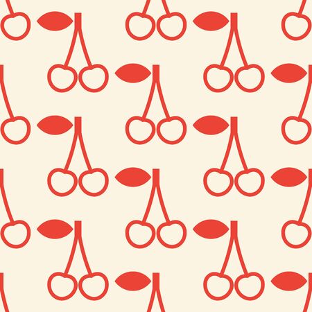 Cherry pattern. Fruit seamless background with cherriesのイラスト素材