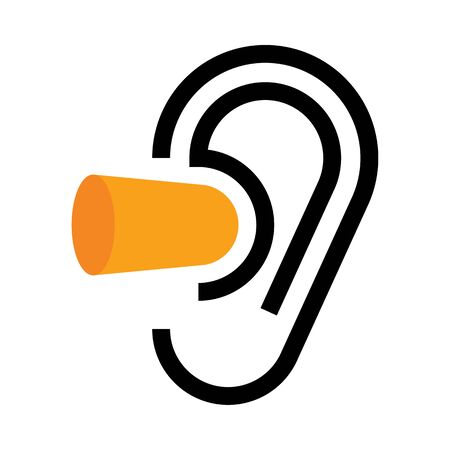 Ear and earplugs. Noise symbol isolated on white backgroundのイラスト素材